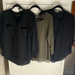 Black and Olive Blouses Bundle